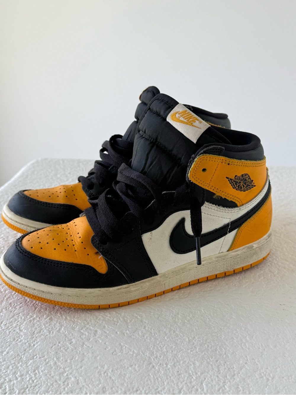 Jordan Kids' High-Top Sneakers in Orange, Black & White